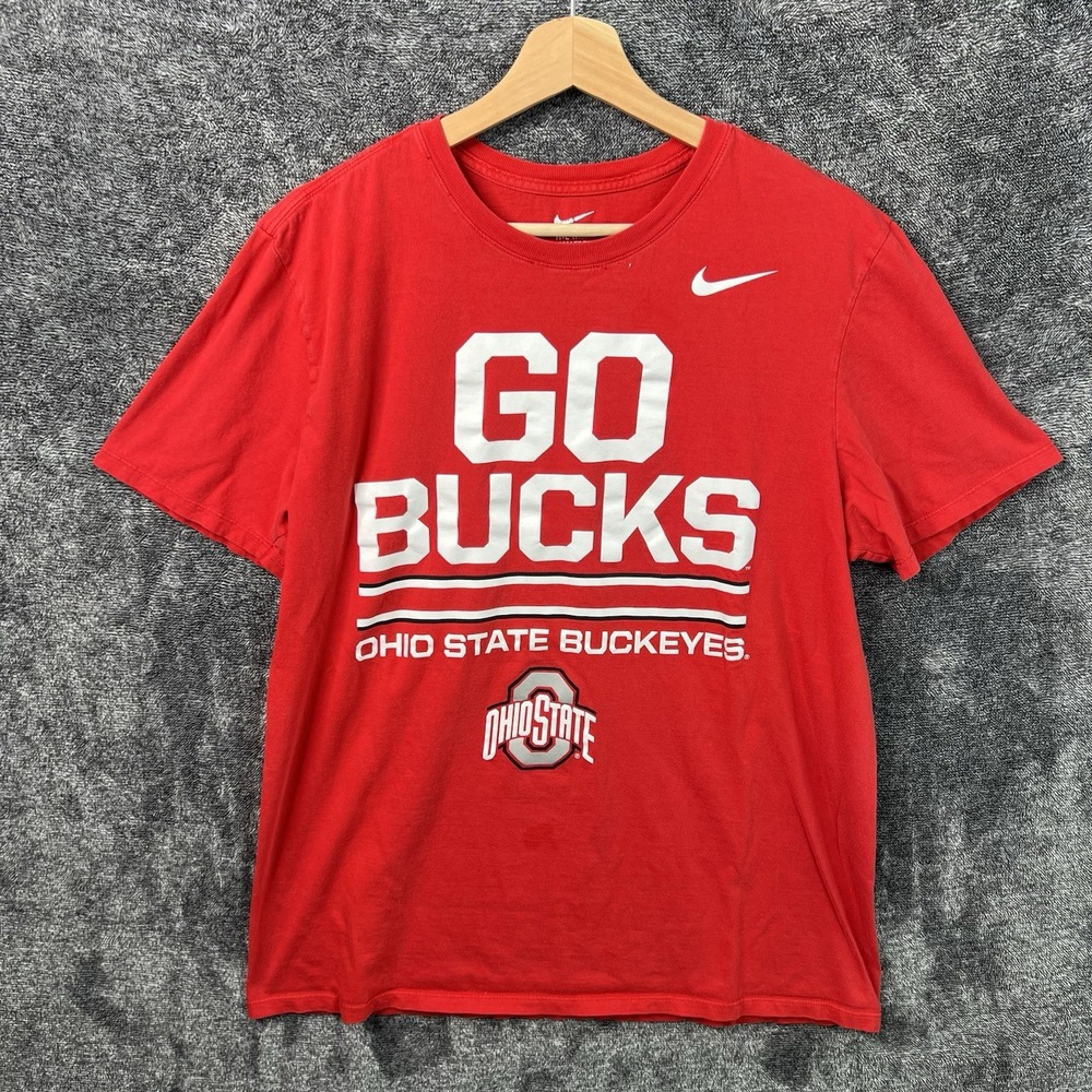 Ohio State Buckeyes Nike Size Large Red Athletic Cut Tee Shirt Dri Fit